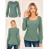 imageGRACE KARIN Womens Fall Long Sleeve Trendy Tops 2025 Square Neck Ribbed Casual Shirts Cozy Basic SweaterGray Green