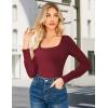 imageGRACE KARIN Womens Fall Long Sleeve Trendy Tops 2025 Square Neck Ribbed Casual Shirts Cozy Basic SweaterWine Red