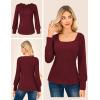 imageGRACE KARIN Womens Fall Long Sleeve Trendy Tops 2025 Square Neck Ribbed Casual Shirts Cozy Basic SweaterWine Red