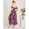 imageGRACE KARIN Womens Floral Print Maxi Dress Off Shoulder Smocked A Line Flowy Ruffle Wedding Guest Dresses with PocketsBlack Flower