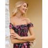 imageGRACE KARIN Womens Floral Print Maxi Dress Off Shoulder Smocked A Line Flowy Ruffle Wedding Guest Dresses with PocketsBlack Flower