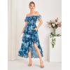 imageGRACE KARIN Womens Floral Print Maxi Dress Off Shoulder Smocked A Line Flowy Ruffle Wedding Guest Dresses with PocketsBlue Flower