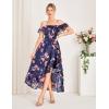 imageGRACE KARIN Womens Floral Print Maxi Dress Off Shoulder Smocked A Line Flowy Ruffle Wedding Guest Dresses with PocketsNavy Flower