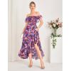 imageGRACE KARIN Womens Floral Print Maxi Dress Off Shoulder Smocked A Line Flowy Ruffle Wedding Guest Dresses with PocketsPurple Flower
