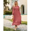 imageGRACE KARIN Womens Long Sleeve Maxi Dresses 2025 Flowy Fall Dresses Casual Crew Neck Dress Elastic Waist with PocketsBegonia Red