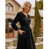 imageGRACE KARIN Womens Long Sleeve Maxi Dresses 2025 Flowy Fall Dresses Casual Crew Neck Dress Elastic Waist with PocketsBlack