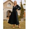 imageGRACE KARIN Womens Long Sleeve Maxi Dresses 2025 Flowy Fall Dresses Casual Crew Neck Dress Elastic Waist with PocketsBlack