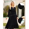 imageGRACE KARIN Womens Long Sleeve Maxi Dresses 2025 Flowy Fall Dresses Casual Crew Neck Dress Elastic Waist with PocketsBlack