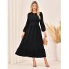 imageGRACE KARIN Womens Long Sleeve Maxi Dresses 2025 Flowy Fall Dresses Casual Crew Neck Dress Elastic Waist with PocketsBlack