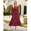 imageGRACE KARIN Womens Long Sleeve Maxi Dresses 2025 Flowy Fall Dresses Casual Crew Neck Dress Elastic Waist with PocketsCherry Red