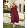 imageGRACE KARIN Womens Long Sleeve Maxi Dresses 2025 Flowy Fall Dresses Casual Crew Neck Dress Elastic Waist with PocketsCherry Red
