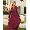 imageGRACE KARIN Womens Long Sleeve Maxi Dresses 2025 Flowy Fall Dresses Casual Crew Neck Dress Elastic Waist with PocketsCherry Red