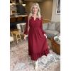 imageGRACE KARIN Womens Long Sleeve Maxi Dresses 2025 Flowy Fall Dresses Casual Crew Neck Dress Elastic Waist with PocketsCherry Red