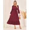 imageGRACE KARIN Womens Long Sleeve Maxi Dresses 2025 Flowy Fall Dresses Casual Crew Neck Dress Elastic Waist with PocketsCherry Red