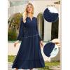 imageGRACE KARIN Womens Long Sleeve Maxi Dresses 2025 Flowy Fall Dresses Casual Crew Neck Dress Elastic Waist with PocketsNavy Blue