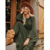 imageGRACE KARIN Womens Long Sleeve Maxi Dresses 2025 Flowy Fall Dresses Casual Crew Neck Dress Elastic Waist with PocketsOlive Green