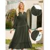imageGRACE KARIN Womens Long Sleeve Maxi Dresses 2025 Flowy Fall Dresses Casual Crew Neck Dress Elastic Waist with PocketsOlive Green