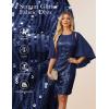imageGRACE KARIN Womens Mother of Bride Dresses for Wedding Guest2025 Sequin Formal DressesCocktail Cape Sleeve Midi DressNavy Blue