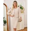 imageGRACE KARIN Womens Sequin Lace Dress with Jacket 34 Sleeve Two Piece Mother of The Bride Dresses Formal Wedding Guest DressApricot