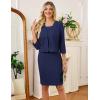 imageGRACE KARIN Womens Sequin Lace Dress with Jacket 34 Sleeve Two Piece Mother of The Bride Dresses Formal Wedding Guest DressNavy