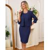 imageGRACE KARIN Womens Sequin Lace Dress with Jacket 34 Sleeve Two Piece Mother of The Bride Dresses Formal Wedding Guest DressNavy