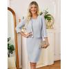 imageGRACE KARIN Womens Sequin Lace Dress with Jacket 34 Sleeve Two Piece Mother of The Bride Dresses Formal Wedding Guest DressSilver Grey