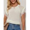 imageGRACE KARIN Womens Sleeveless Sweater Vest Fringe Cap Sleeve Sweater Casual Crew Neck Loose Fit Pullover Tank Tops S2XLCream White