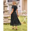 imageGRACE KARIN Womens V Neck Short Sleeve Buttons Floral Lace Wedding Dress Bridesmaid Cocktail Party Maxi DressBlack