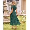 imageGRACE KARIN Womens V Neck Short Sleeve Buttons Floral Lace Wedding Dress Bridesmaid Cocktail Party Maxi DressDark Green