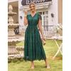 imageGRACE KARIN Womens V Neck Short Sleeve Buttons Floral Lace Wedding Dress Bridesmaid Cocktail Party Maxi DressDark Green