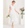 imageGRACE KARIN Womens V Neck Short Sleeve Buttons Floral Lace Wedding Dress Bridesmaid Cocktail Party Maxi DressWhite