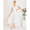 imageGRACE KARIN Womens V Neck Short Sleeve Buttons Floral Lace Wedding Dress Bridesmaid Cocktail Party Maxi DressWhite