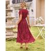 imageGRACE KARIN Womens V Neck Short Sleeve Buttons Floral Lace Wedding Dress Bridesmaid Cocktail Party Maxi DressWine Red