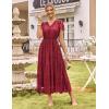 imageGRACE KARIN Womens V Neck Short Sleeve Buttons Floral Lace Wedding Dress Bridesmaid Cocktail Party Maxi DressWine Red