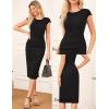imageGRACE KARIN Womens Wear to Work Dresses 2025 Cap Sleeve Sheath Bodycon Midi Dress Ruched Business Office Pencil DressBlack