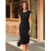 imageGRACE KARIN Womens Wear to Work Dresses 2025 Cap Sleeve Sheath Bodycon Midi Dress Ruched Business Office Pencil DressBlack