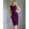 imageGRACE KARIN Womens Wear to Work Dresses 2025 Cap Sleeve Sheath Bodycon Midi Dress Ruched Business Office Pencil DressDark Purple