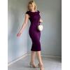 imageGRACE KARIN Womens Wear to Work Dresses 2025 Cap Sleeve Sheath Bodycon Midi Dress Ruched Business Office Pencil DressDark Purple