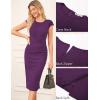 imageGRACE KARIN Womens Wear to Work Dresses 2025 Cap Sleeve Sheath Bodycon Midi Dress Ruched Business Office Pencil DressDark Purple