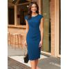 imageGRACE KARIN Womens Wear to Work Dresses 2025 Cap Sleeve Sheath Bodycon Midi Dress Ruched Business Office Pencil DressPeacock Blue