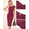 imageGRACE KARIN Womens Wear to Work Dresses 2025 Cap Sleeve Sheath Bodycon Midi Dress Ruched Business Office Pencil DressWine Red