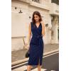 imageGRACE KARIN Womens Wear to Work Sleeveless Ruched Bodycon Office Pencil Midi Dresses with BeltNavy Blue