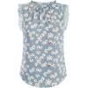 imageGRACE KARIN Womens Work Chiffon Blouses Casual Tank Tops Short Sleeve Caual Shirts Lace Loose FitFloral Blue