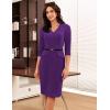 imageGRACE KARIN Womens Work Dress 34 Sleeve V Neck Bodycon Sheath Office Business Cocktail DressDark Purple
