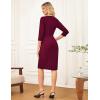 imageGRACE KARIN Womens Work Dress 34 Sleeve V Neck Bodycon Sheath Office Business Cocktail DressWine Red
