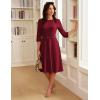 imageGRACE KARIN Work Dresses for Women 202534 Sleeve Church Dresses Aline Fall Wedding Guest Dress with PocketsWine Red