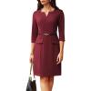 imageGRACE KARIN 2025 Women 34 Sleeve Business Work Dress V Neck Bodycon Sheath Dress with BeltWine Red