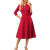 imageGRACE KARIN Fall Work Dresses for Women 202534 Sleeve Business Dress with PocketsALine Office Professional DressesWine Red