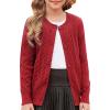 imageGRACE KARIN Girls Cardigan Button Front Cable Knitted School Uniform Sweater for 612 YearsRed