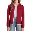 imageGRACE KARIN Girls Cardigan Knit Zip Uniform Sweater School Winter with Pockets 614YMaroon